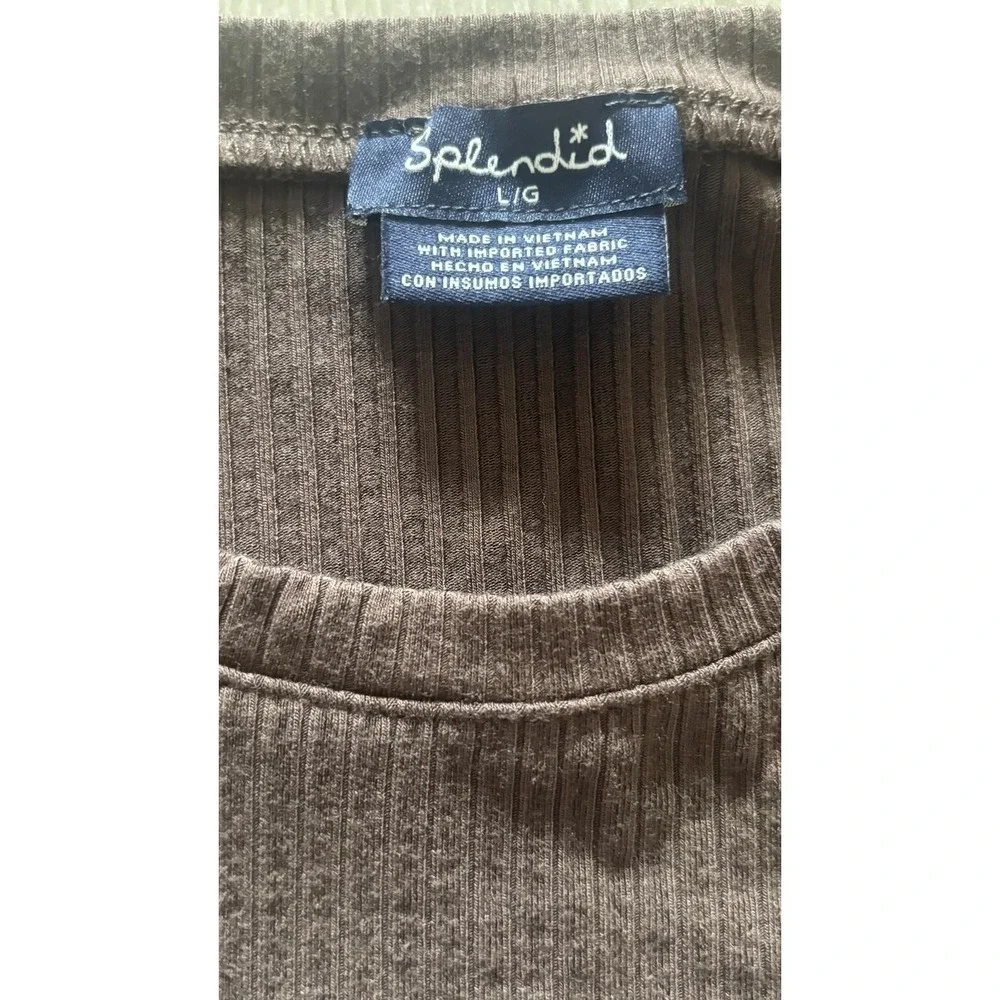 Splendid Brown Long Sleeve Ribbed Shirt Size L